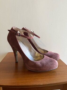 Nine West Suede Mary Jane Pumps in Mauve